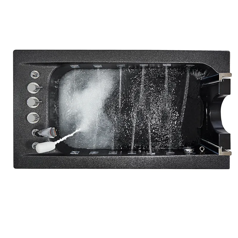 Top view of the pet tub with jets of water and microbubbles running across the floor